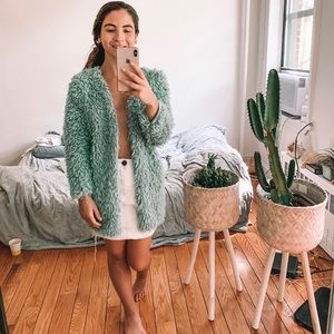 Fuzzy Fur Jacket in Teal